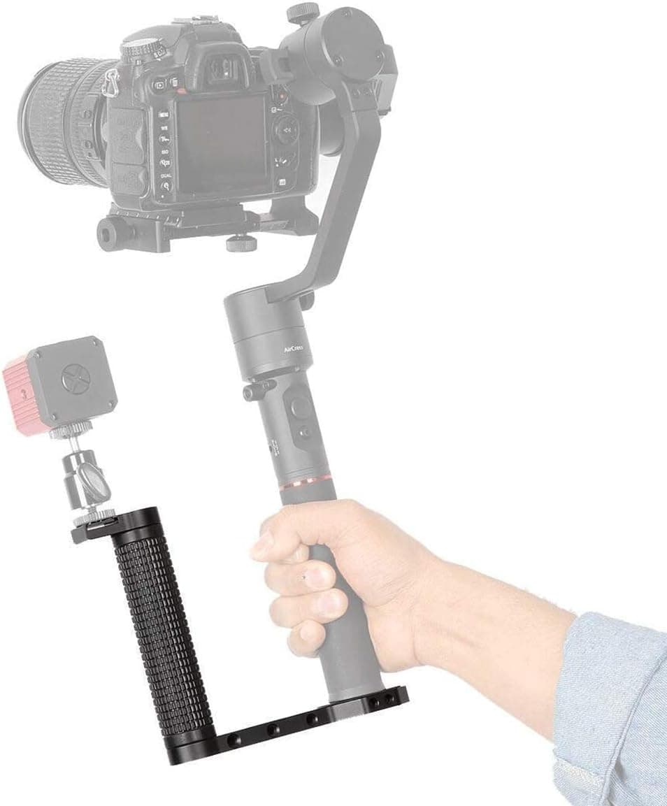 Dazzne Universal Gimbal Stabilizer Handheld Grip L Bracket Rig w Cold Shoe Adapter Compatible for Ronin S/Ronin SC/Zhiyun Crane 2/Smooth 4 /Osmo Mobile 2/MOZA AirCross