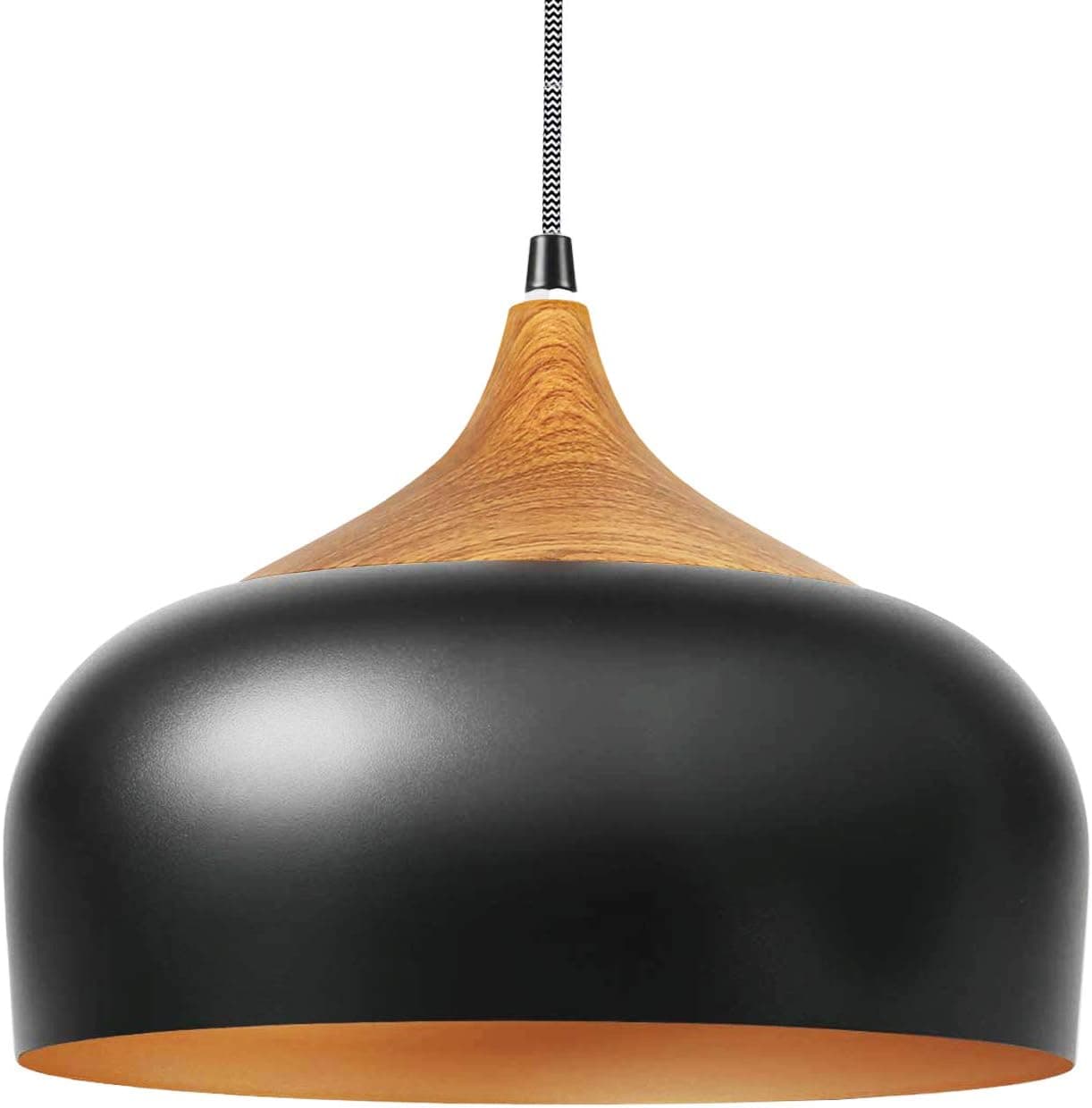Combuh Pendant Light Fxiture, Modern Matte Black Dome Industrial Lantern 1-Light Pendant Lighting E26 Base,Cord Adjustable Farmhouse Ceiling Hanging Lamp for Kitchen Island, Barn, Dining Room