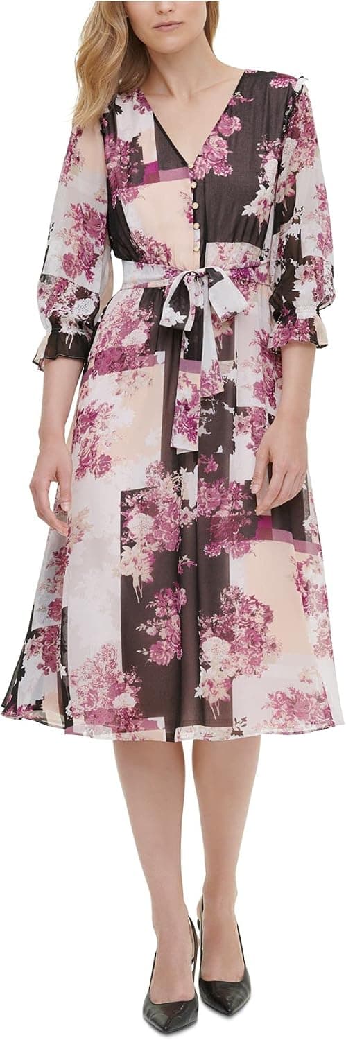 Calvin Klein Women's Long Sleeve Button Front Dress