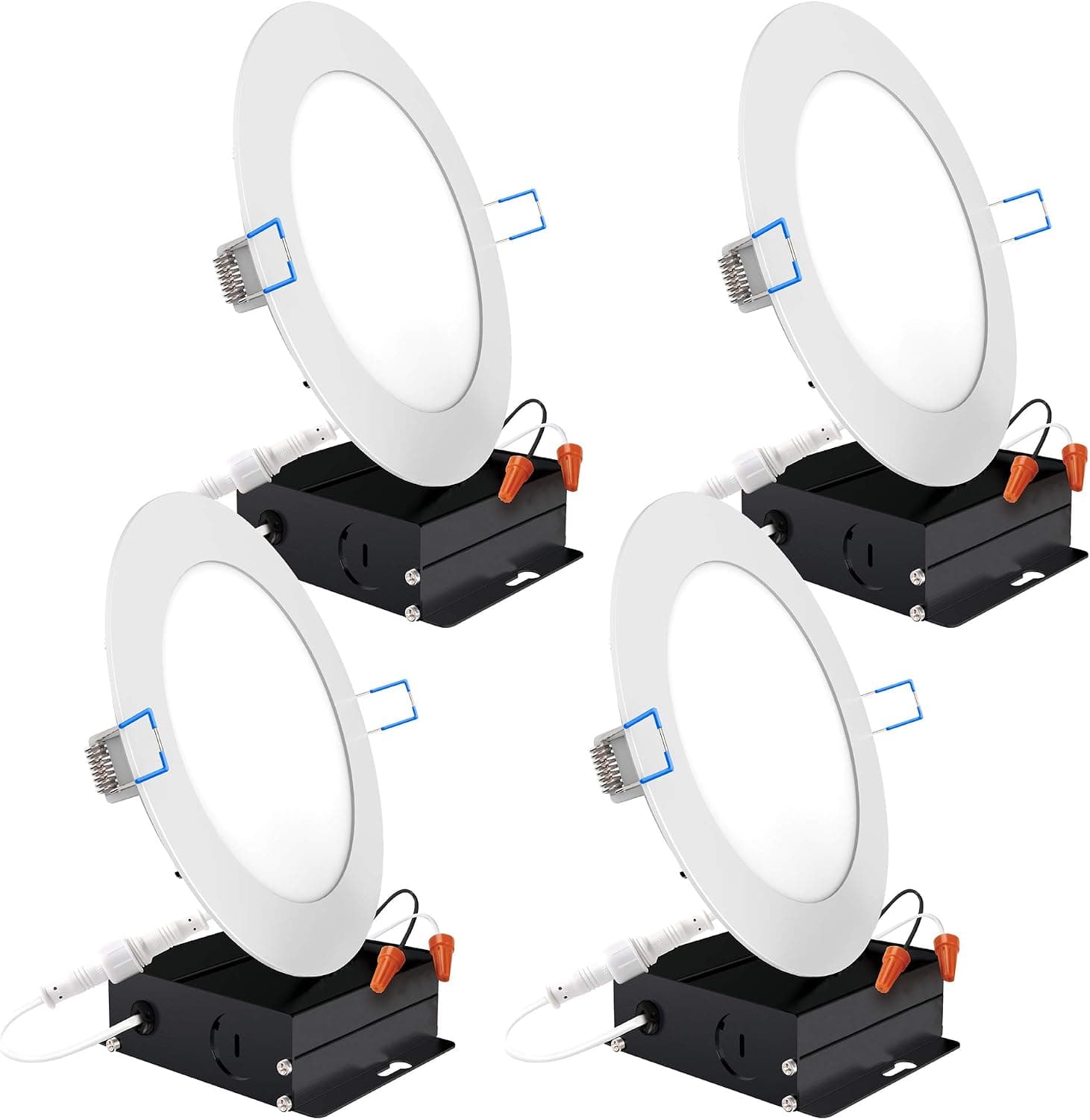 Sunco 6 Inch Ultra Thin LED Recessed Ceiling Lights, Smooth Trim, 2700K Soft White, Dimmable, 14W=100W, Wafer Thin, Canless with Junction Box - Energy Star 4 Pack