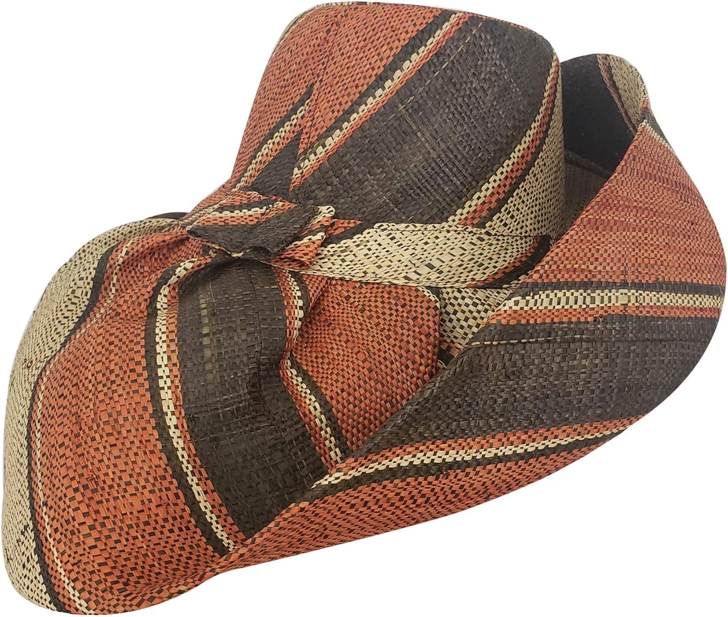 Zandra: Authentic African Hand Made Multi-Colored Madagascar Big Brim Raffia Sun Hat