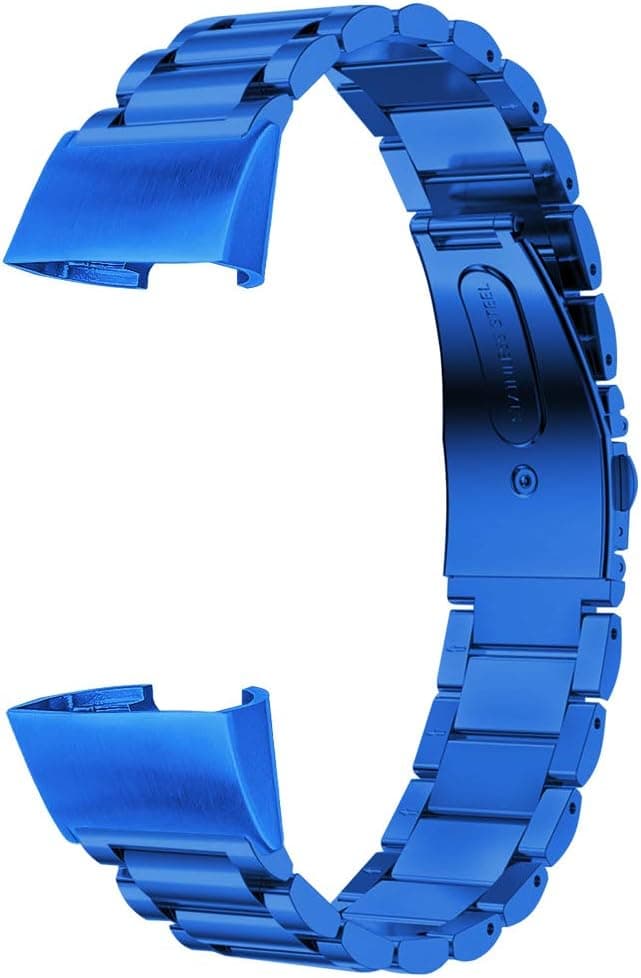Dsytom Band Compatible for Fitbit Charge 4/Fitbit Charge 3/Fitbit Charge 3 SE Smartwatch Bands Women Men Small Large,Stainless Steel Replacement Band Wrist Accessories Straps(Blue)