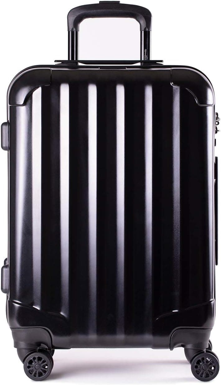 Genius Pack Hardside Luggage Spinner - Smart, Organized, Lightweight Suitcase - TSA Approved Maximum Allowance Cabin Size (Carry On, Jet Black)