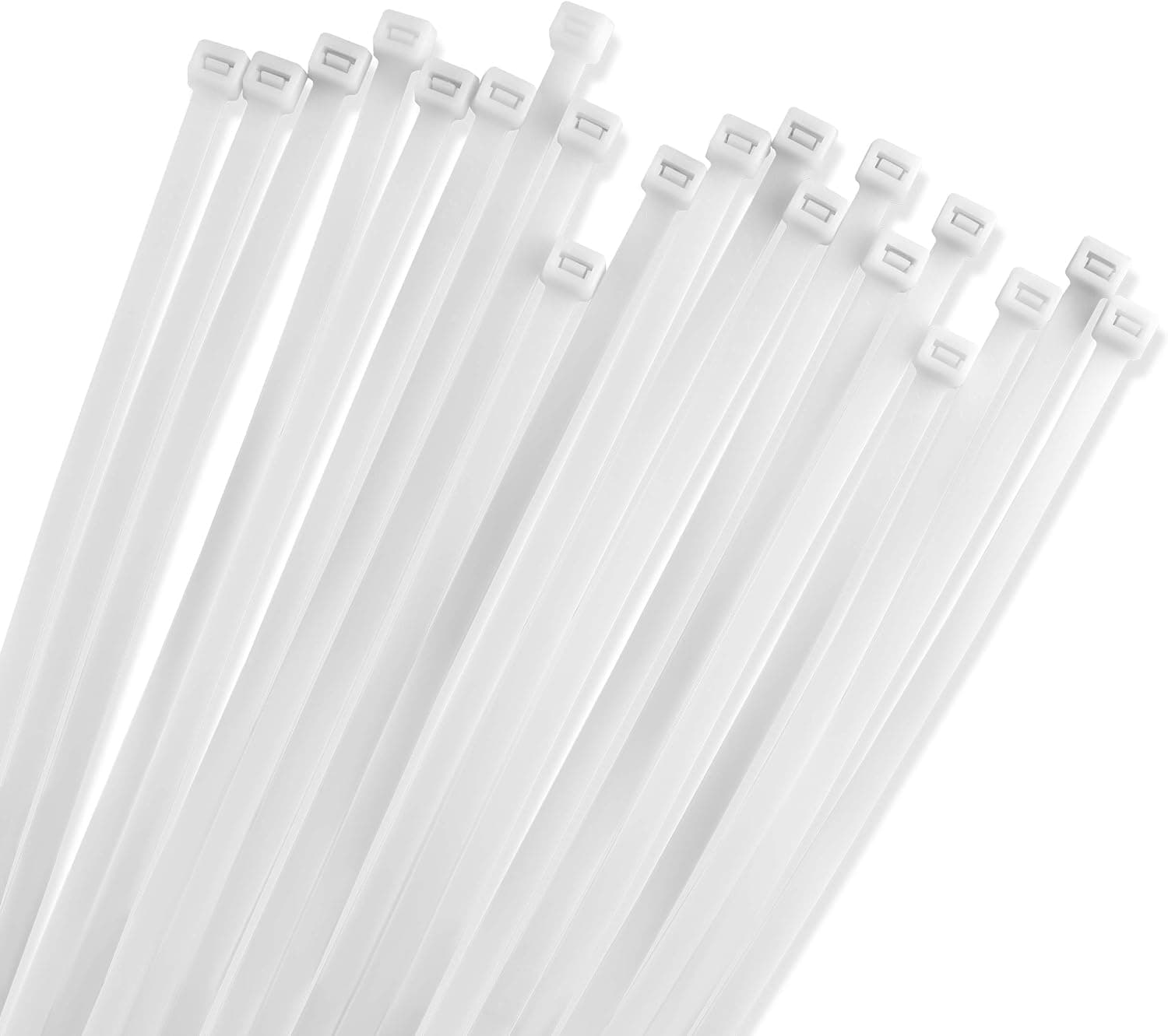 24" White Zip Cable Ties (50 Pack), 175lbs Tensile Strength - Heavy Duty, Self-Locking Premium Nylon Cable Wire Ties for Indoor and Outdoor by Bolt Dropper (White)