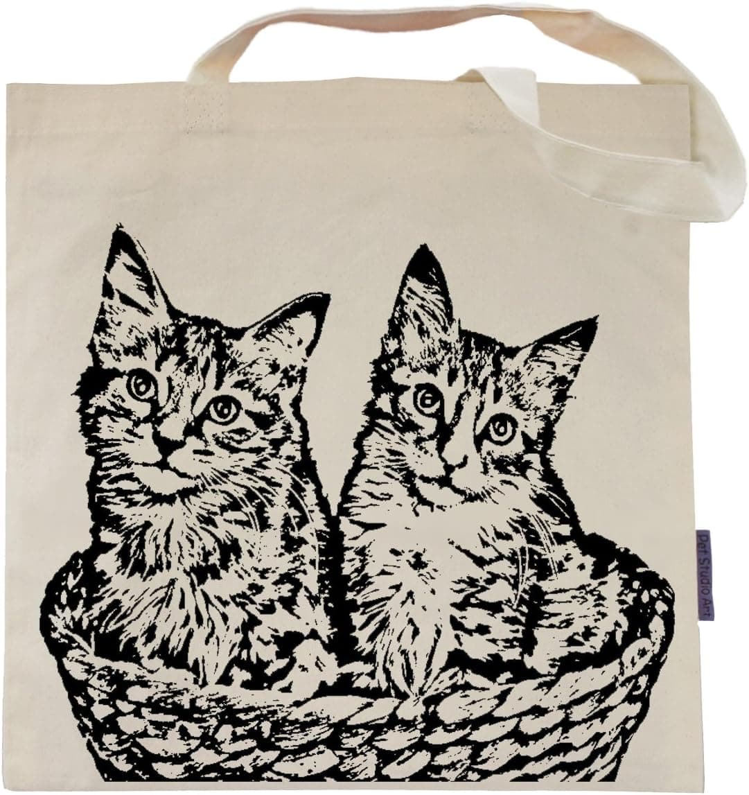 Cat Tote Bag by Pet Studio Art (Casual Tote, Kittens in a Basket)