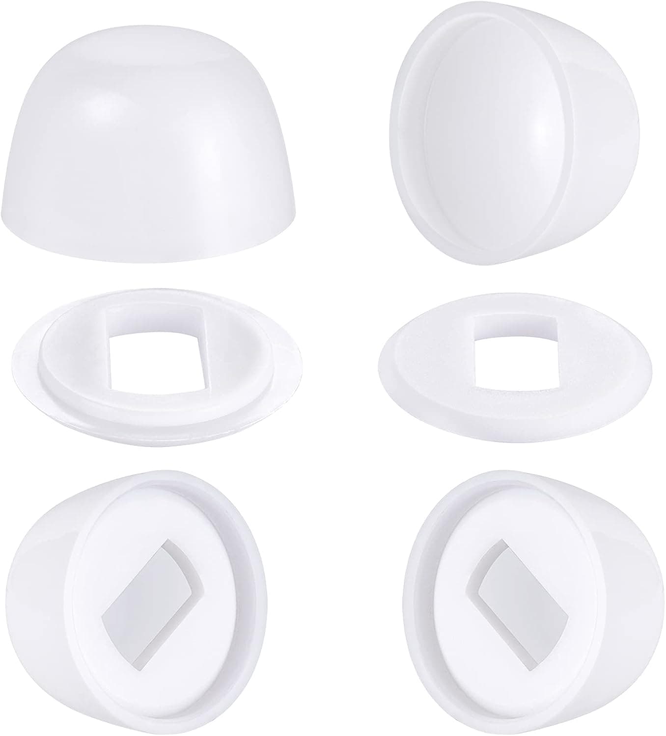 Canomo 4 Packs Short Plastic Round Toilet Push-On Bolt Caps with Almond Hole, White, 0.85 Inch Height