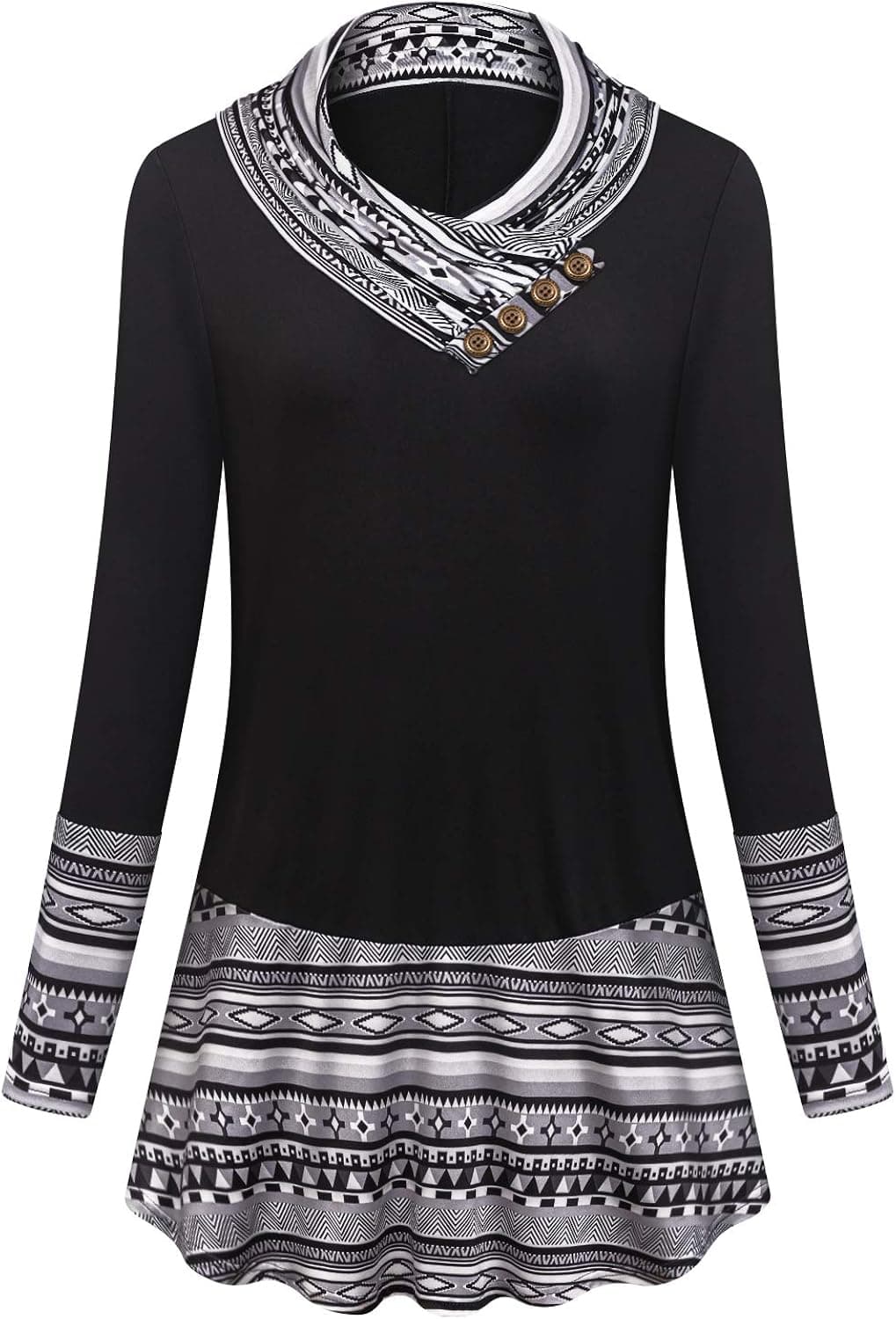 Tanst Sky Womens Long Sleeve Cowl Neck Sweatshirts Flowy Loose Fit Tunics Tops