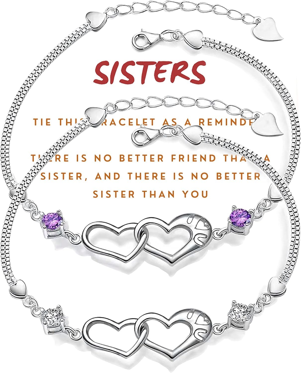 Matching bracelets for 2 sisters, Best friends bracelets, White gold plated bracelets for women, Soul sister birthday gifts for teen girls, Friendship long distance bracelets, BFF jewelry from SmileBelle