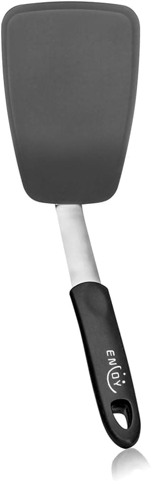 Heat Resistant Silicone Spatula, Silicone Flexible Turner Non Stick Silicone Spatula for Non Stick Cookware with Stainless Steel Handle for Cooking, Baking and Flipping Dishwasher Safe Small Spatula