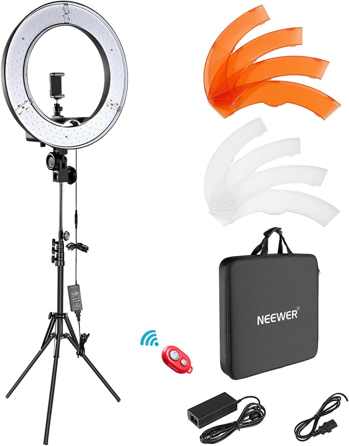 Neewer 18"/48cm LED Ring Light: 52W Dimmable LED Ringlight Makeup Selfie Light Ring with Stand/Soft Tube/Phone Holder/Filter for Camera Phone Photography YouTube TikTok Video Blogging Live Streaming