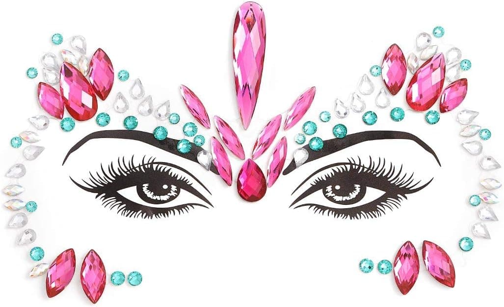 Barode Sparkly Rhinestoens Face Gems Body Stickers Crystals Face Jewels Tattoo Sticker Clubwear Party Rave Festival Body Jewelry for Women and Girls (B)