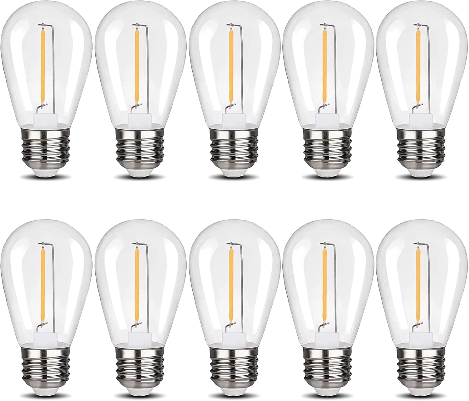 KQHBEN String Light Bulbs 2200K Warm White Outdoor Indoor S14 Replacement Light Bulbs for Wedding Halloween Christmas Party Bar Mood Ambiance Festival Decor, 10-Pack