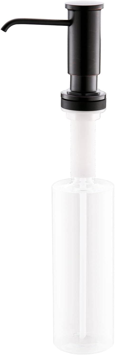 APPASO Brass Soap Dispenser for Kitchen Sink Oil Rubbed Bronze, Refill from The Top, Built in Design for Counter Top with 17 Ounce Large Liquid Soap Bottle