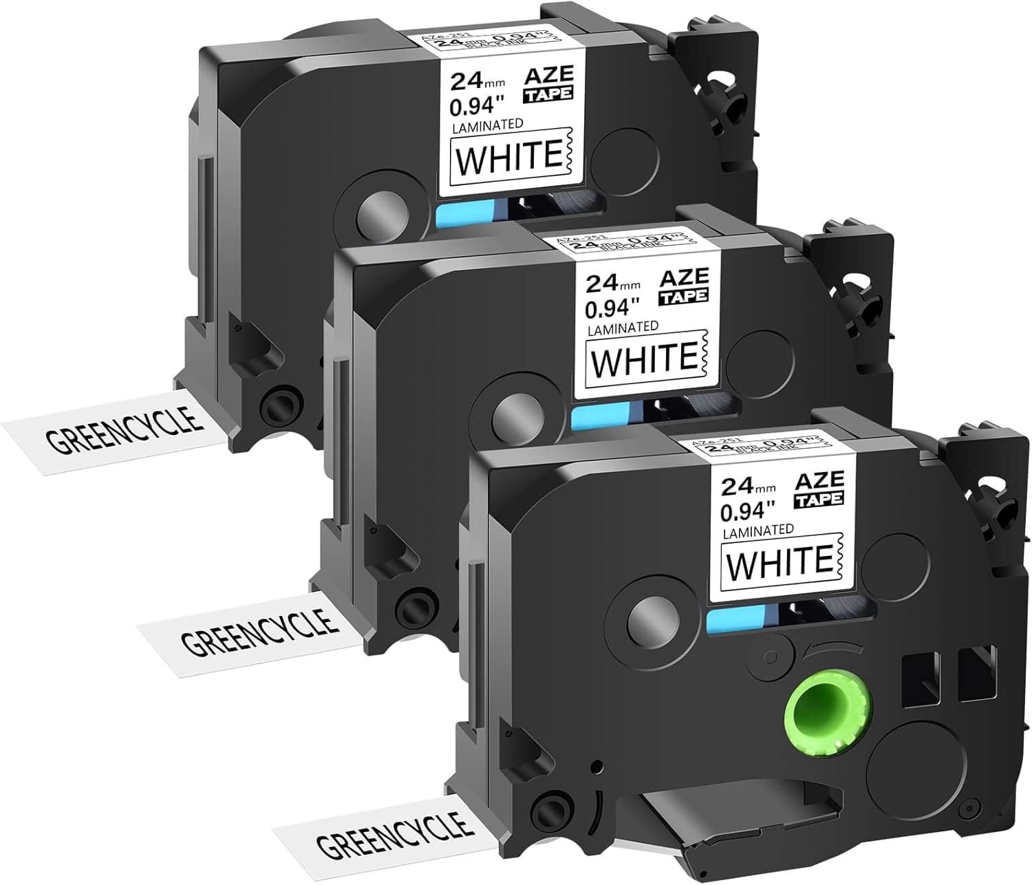 GREENCYCLE Compatible for Brother P-Touch TZe-251 TZe251 AZE Tape 24mm 0.94 Inch 1" Black on White Laminated Label Tape for PT2730 PT9600 PTD600VP PTD800W PTH500LI PTP700 PTP710BT PTP750W, 3 Pack