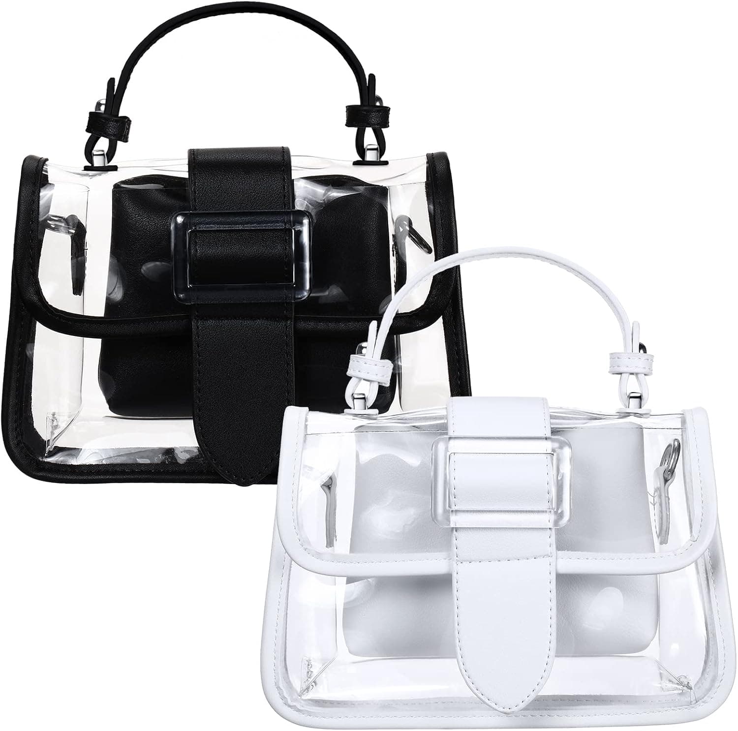 Clear Shoulder Bag Purse 2 Pcs 2 in 1 Transparent Crossbody Bag Cute Clear Purse Clear Jelly Bag See Through Purse Waterproof Messenger Shoulder Bag PVC Handbag Purse for Women Girls
