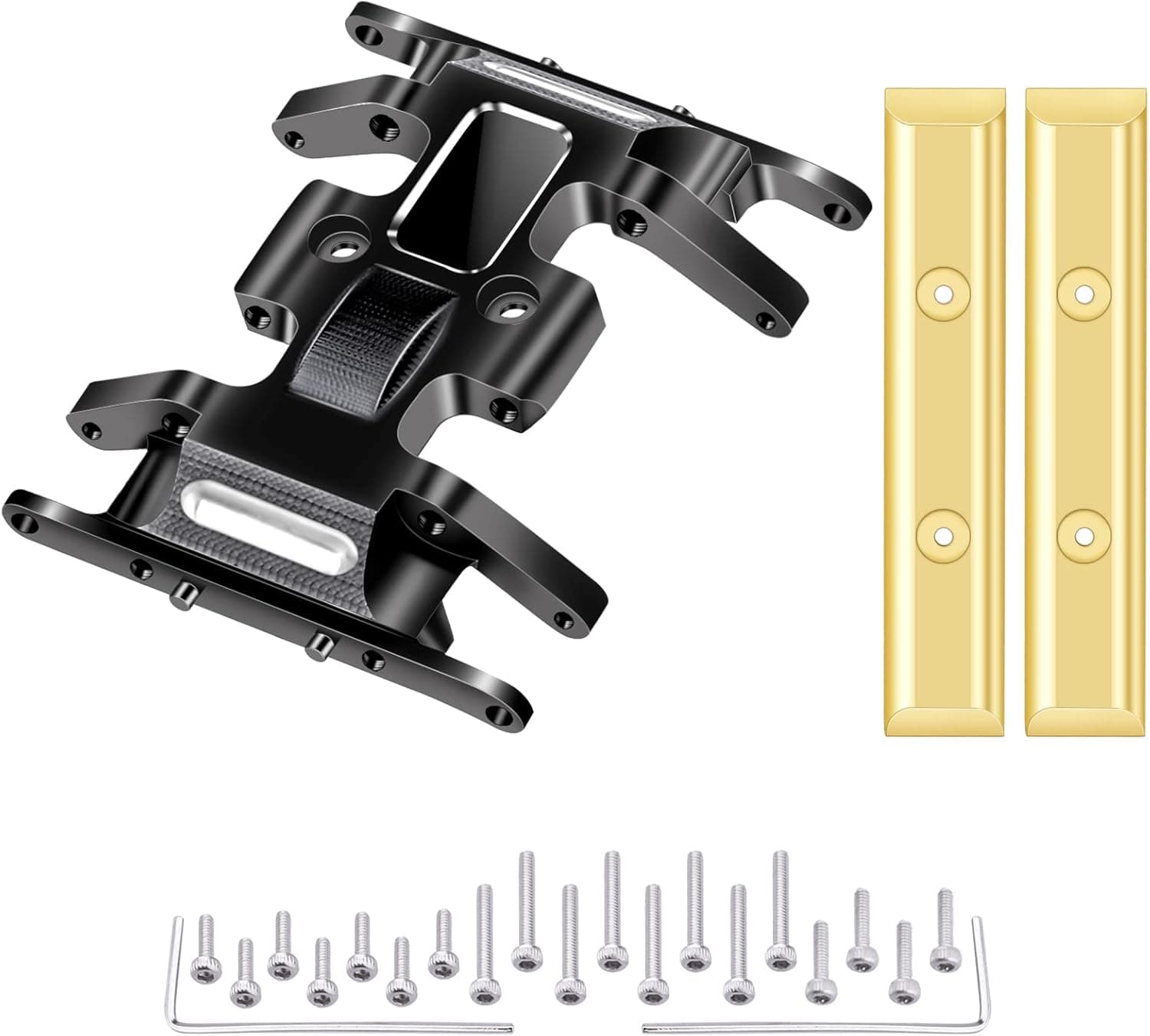AllinRC SCX24 Skid Plate and Brass Chassis Weight Bar Upgrades for Axial SCX24 Gladiator Bronco Deadbolt C10 Wrangler