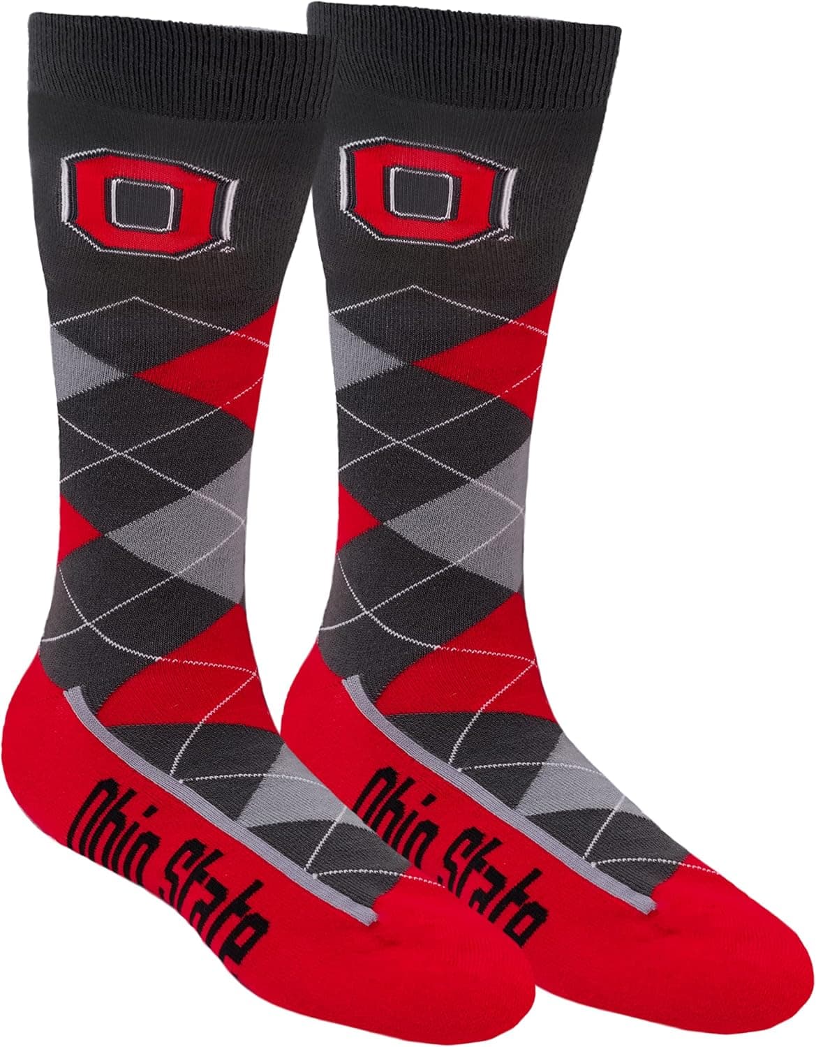 for Bare Feet Mens Zoom NCAA Argyle Dress Socks-Ohio State Buckeyes, Large (10-13)