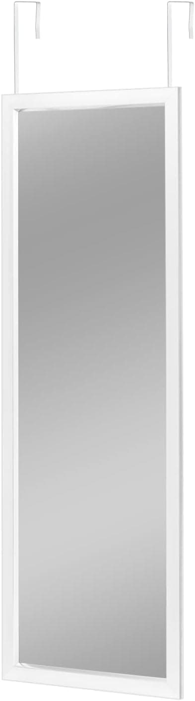 MIRUO Over The Door Mirror Wall Mirror Dressing Make Up Full Length Hanging Door Mirror Polystyrene Frame for Bathroom, Bedroom, Living Room, Dorm and More(White, 47" x 18")