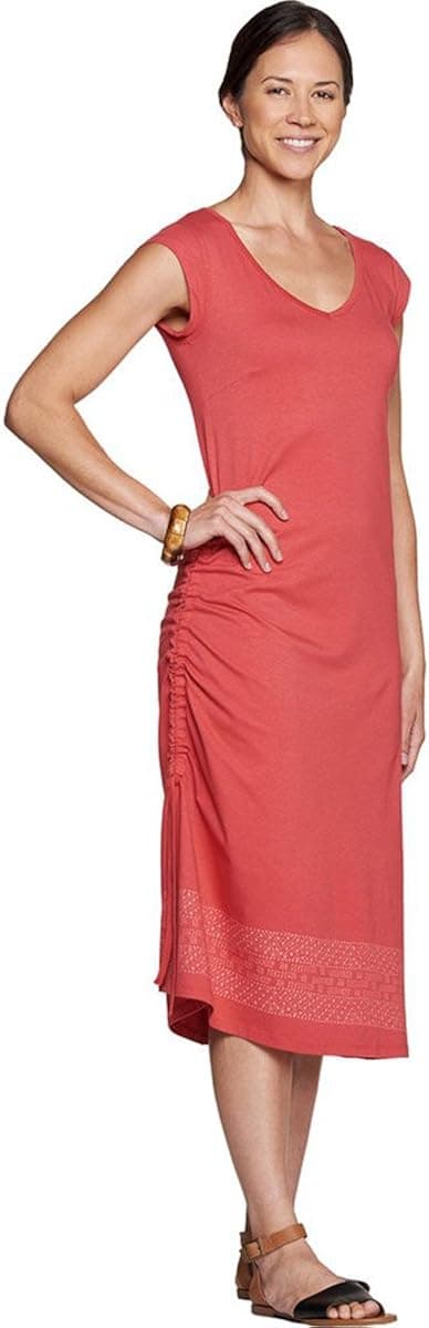 Toad&Co Muse Dress Rhubarb Border Print LG