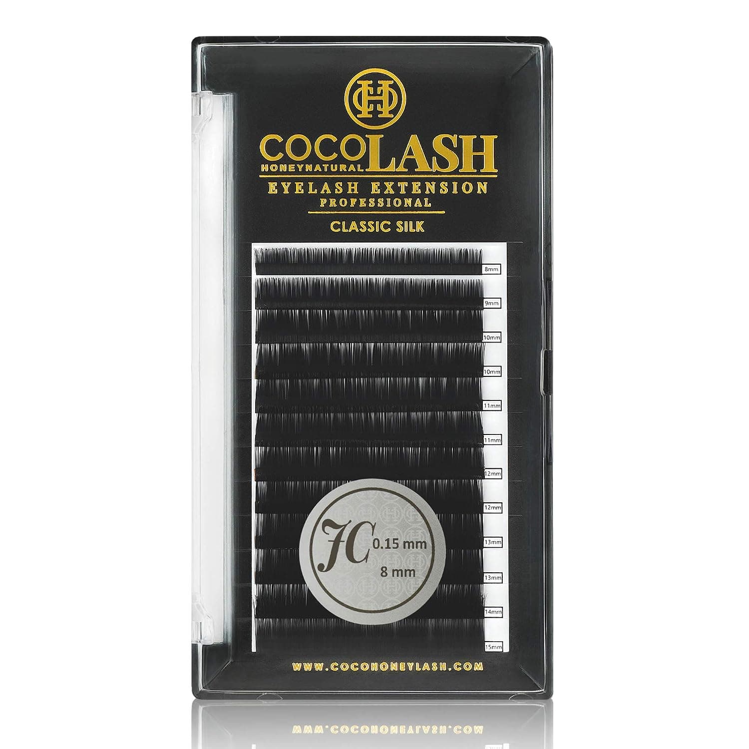 COCO Honey Lash Eyelash Extensions, Classic JC Curl [0.15mm], Faux Mink Individual Lash Extensions (Length: 8mm / 10mm / 11mm / 12mm / 13mm / Mix) (8mm)