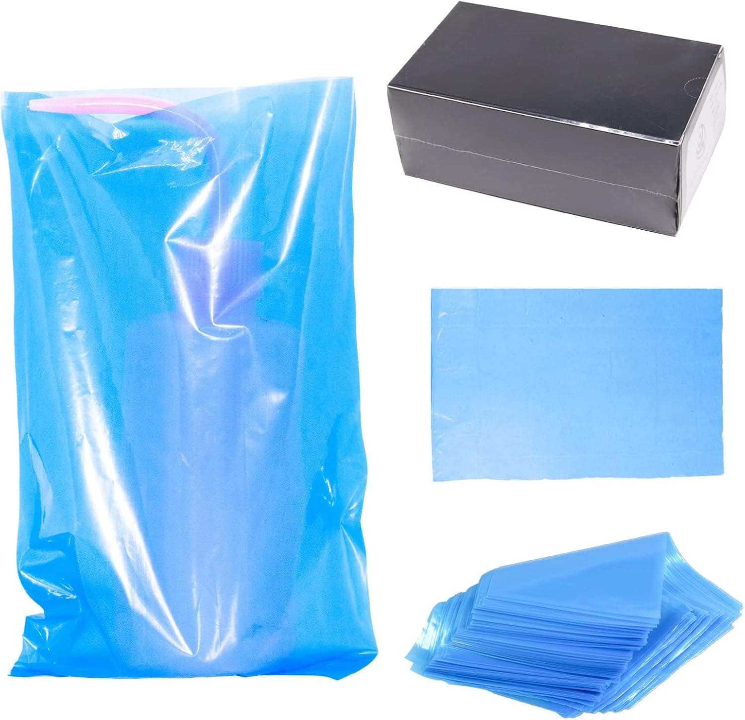 250pcs Tattoo Wash Bottle Bags,6inX9in Black Thicken Odorless Disposable Squeeze Bottle Bags,for Tattoo Bottles Tattoo Supplies Tattoo Kits (Blue)