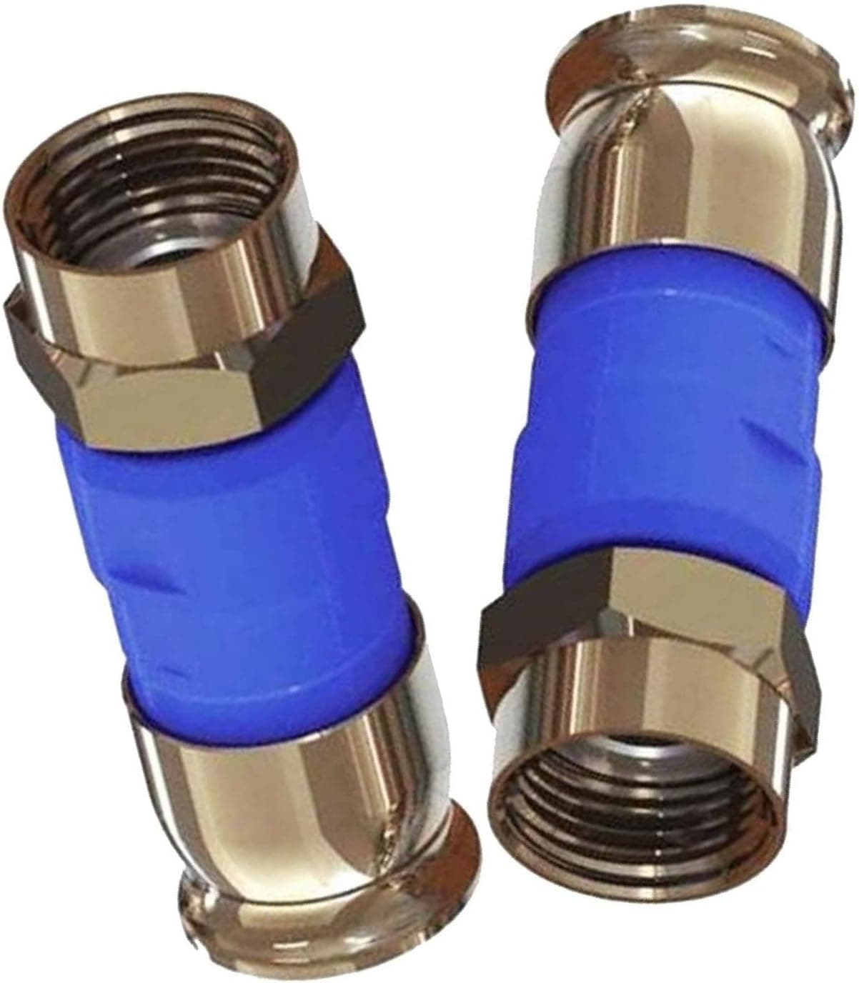 10 Pieces RG6 BELDEN SNSD6 Blue Snap-N-Seal Ultimate Coax Compression Connectors AT&T DIRECTV APPROVED Anti-Rust Nickel Coaxial Connectors 21mm Stroke Length