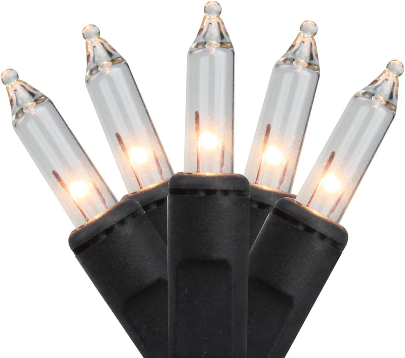 100-Count Clear Mini Christmas String Light Set, 20.5ft Black Wire