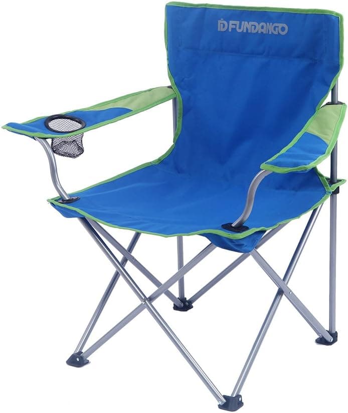 FUNDANGO Portable Heavy Duty Outdoor Folding Chair with Cup Holder