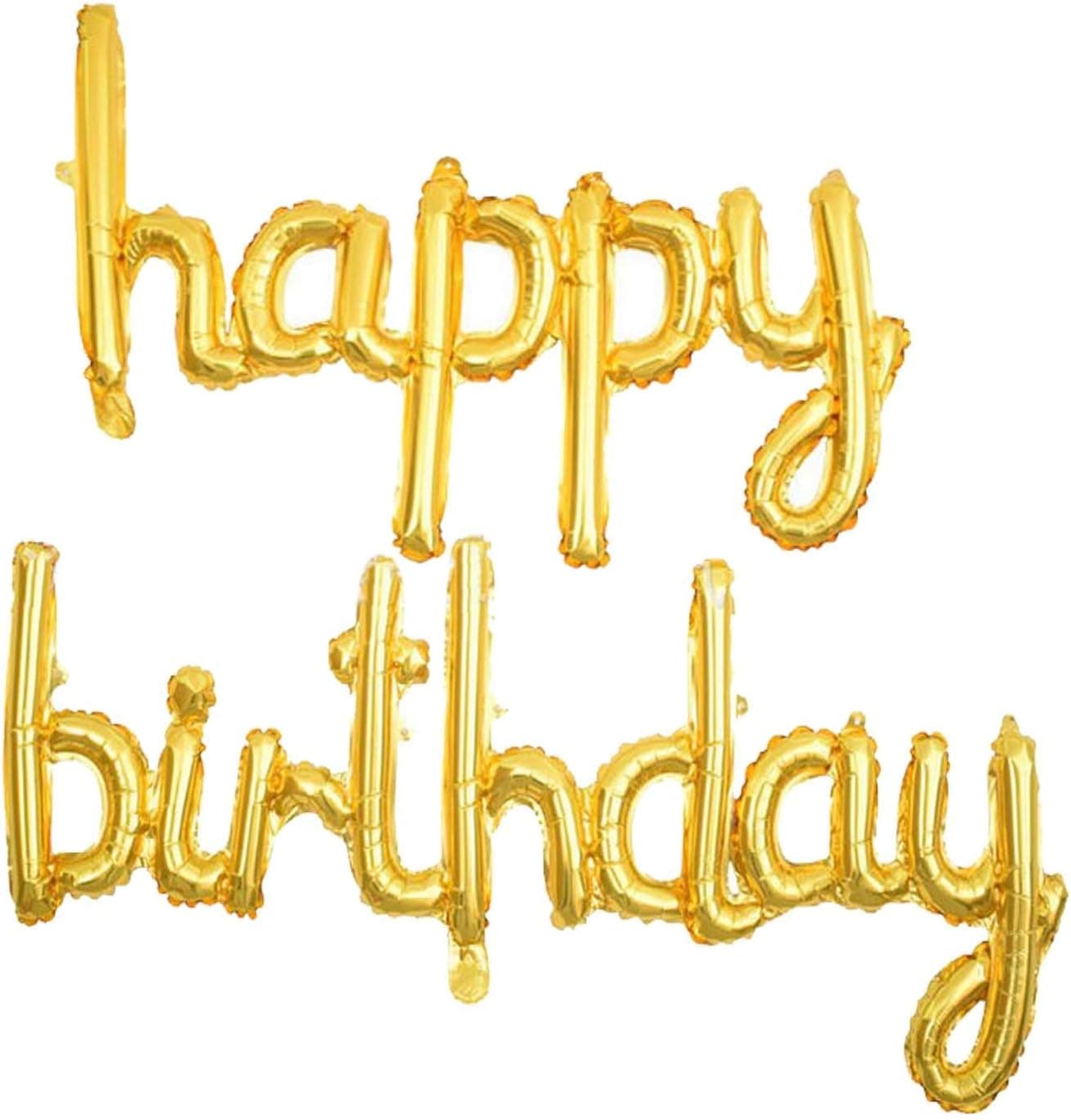 Gold Happy Birthday Aluminum Foil Small Letters Balloons Aluminum Foil Banner Balloons for Birthday Party Decorations