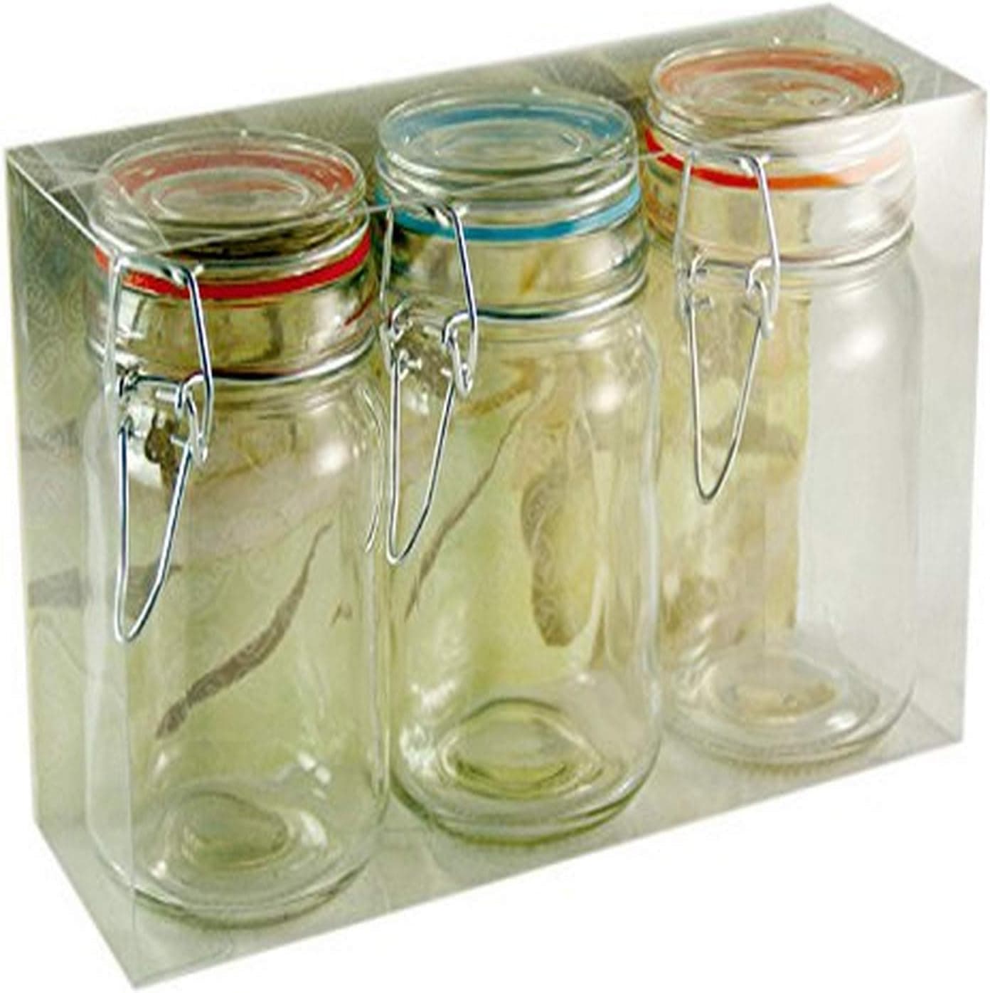 Grant Howard Large Round Glass Jar , 8 oz, Clear (Set of 3)