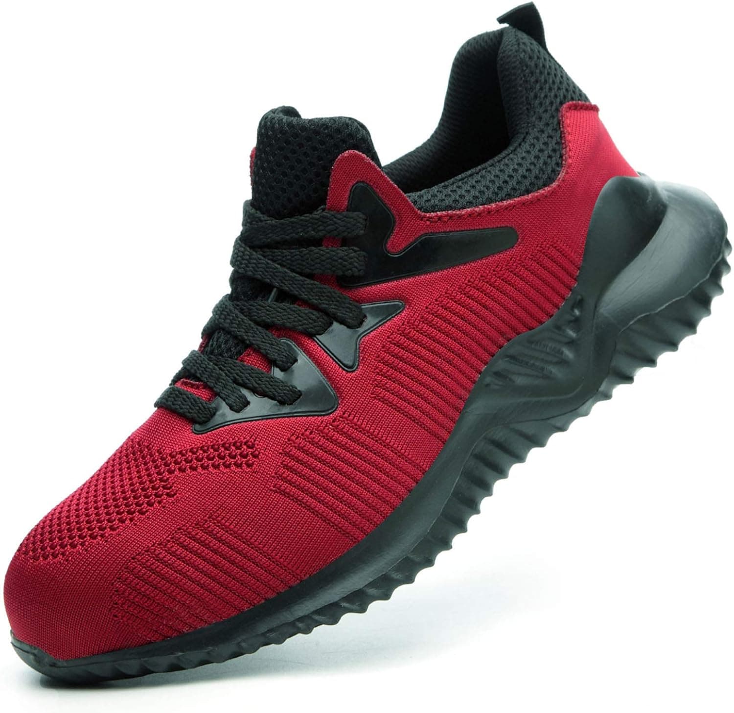 SUADEX Indestructible Steel Toe Shoes Men Work Safety Shoes for Men Women Lightweight Composite Toe Working Shoes Red 9.5 Women/8 Men