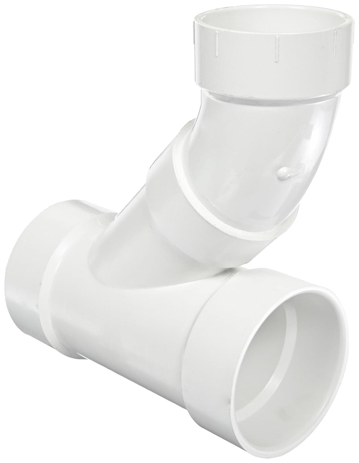 Spears P504 Series PVC DWV Pipe Fitting, 1/8 Bend, Reducing Combination Wye (Two Piece), 4" x 3" Hub