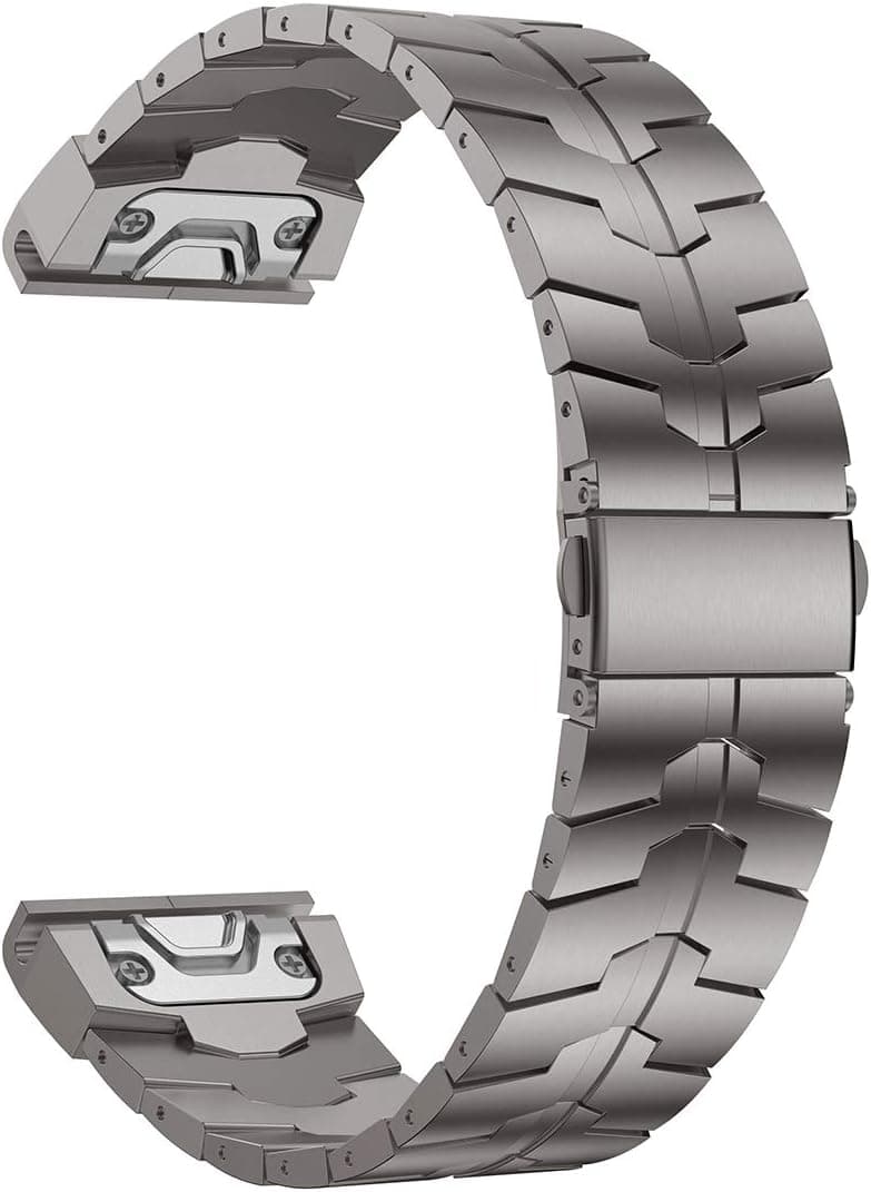 LDFAS Fenix 5/6 Band, 22mm Titanium Metal Quick Fit Watch Strap with Enhanced Durability Version Compatible for Garmin Instinct/Fenix 5 Plus/Fenix 6 Pro/Forerunner 935/945 Smartwatch, DLC- Silver