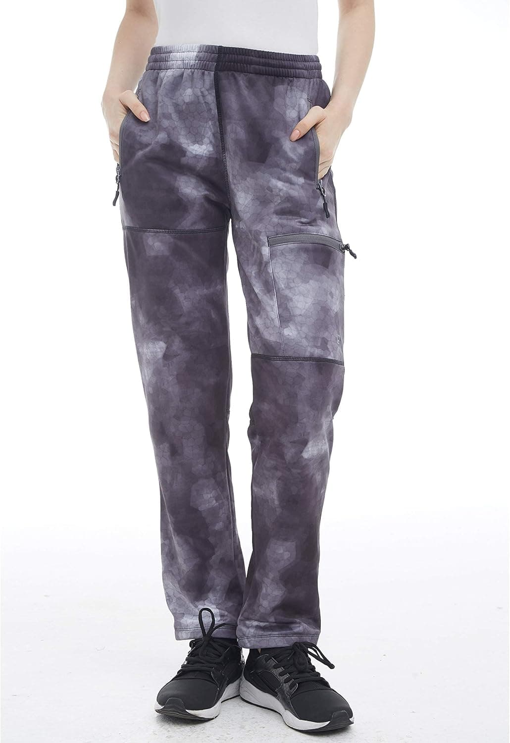 Little Donkey Andy Women’s Fleece Lined Sweatpants with Pockets, Thermal Athletic Pants, Open Bottom, Stylish Colors Grey Size M