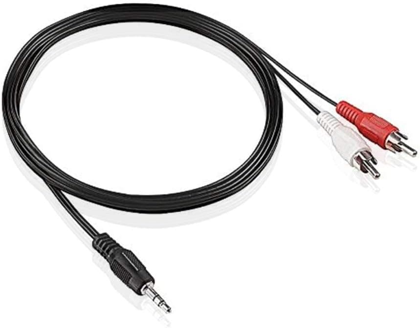 JEXON STEREO MINI 3.5MM TO DUAL RCA AUDIO CABLE / MINI 3.5MM TO TWO RCA PLUG 6FT