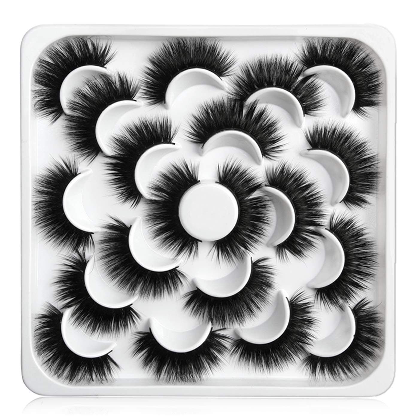3D Mink Lashes - 10 Pairs Professional Handmade Fake Eyelashes - Natural Reusable Thick Fluffy False Eyelashes Faux Mink Eyelashes