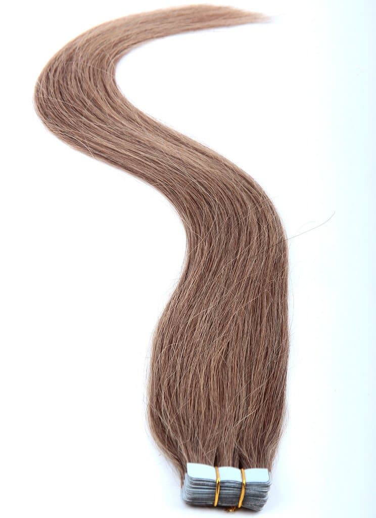 Fabwigs Tape In Human Hair Extensions - 16 18 20 22 24 Inch 20pcs 30g-70g Set - Silky Straight Skin Weft Human Remy Hair (24 Inch #6 Chestnut Brown)