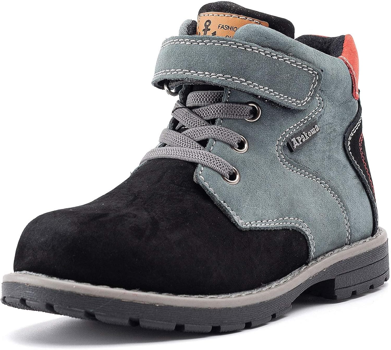 Ahannie Boys Classic Leather Side Zipper Ankle Boots Kids Outdoor Hiking Boots(Toddler/Little Kids)