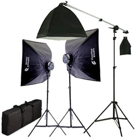 CowboyStudio 2275 Watt Digital Video Continuous Softbox Lighting Kit with Boom and Carrying Case