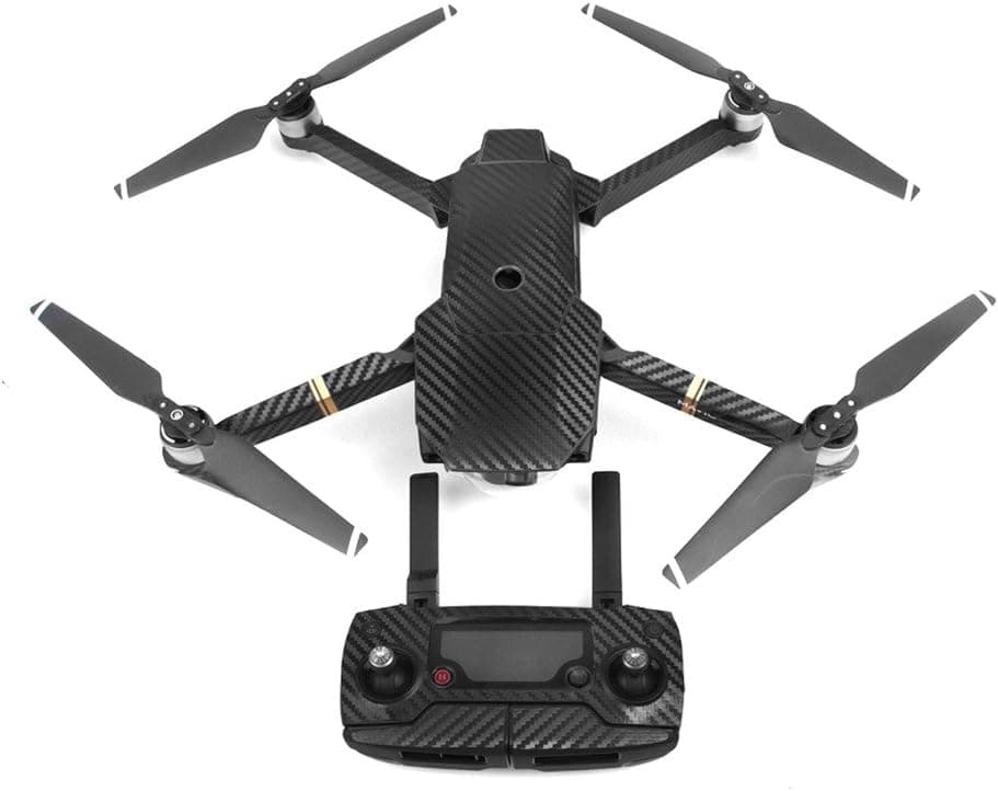Darkhorse Waterproof Carbon Fiber Decorative Sticker Decal Skin Wrap Cover Kit for DJI Mavic PRO Drone Body, Remote Controller, Battery and Arms - Black