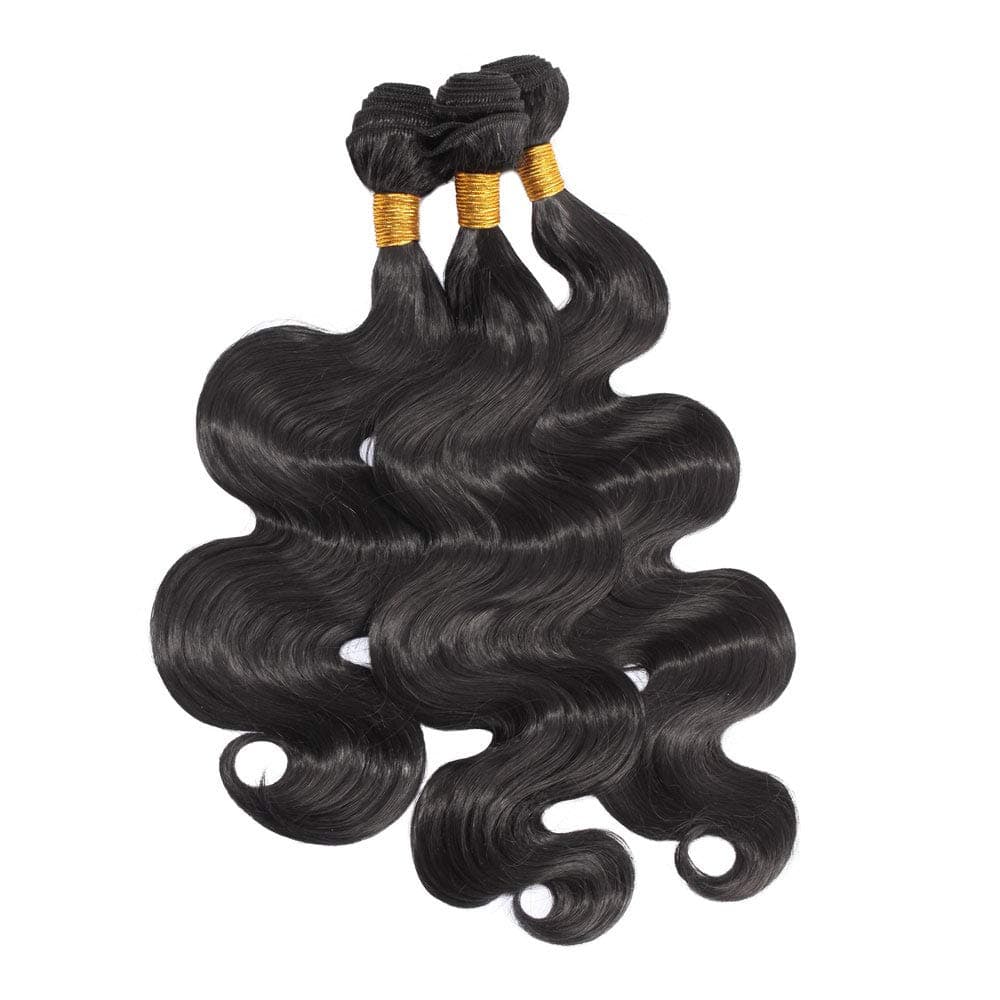 Synthetic Hair Bundles Soft Hair Weft Body Wave Hair Weave Extensions Same Texture as Human Hair For African Americans Women Full Head Natural Black 3 Bundles (16''+18''+20'',total 210g)