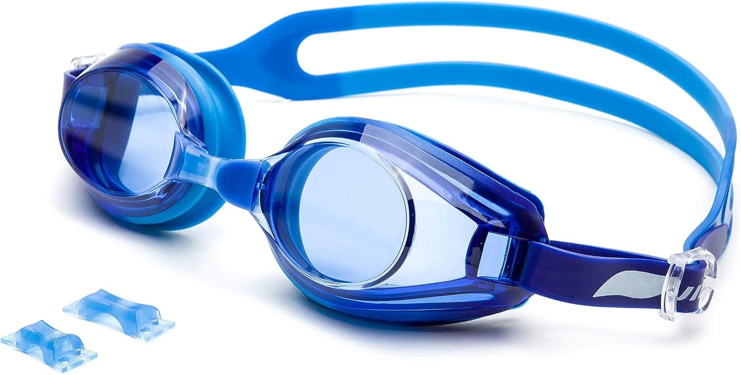 Swim Goggles, No Leaking Anti-Fog UV Protection with Ear Plugs Nose Clip and Protection Case, for Adult Men Women Youth