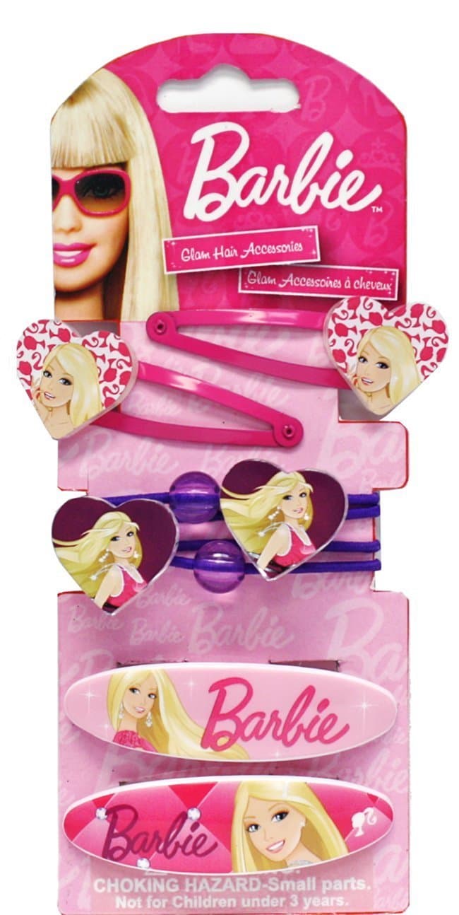 Mattel Barbie 6pc Hair Accessory Set - Barbie Hair Snaps Clips Ponies Set
