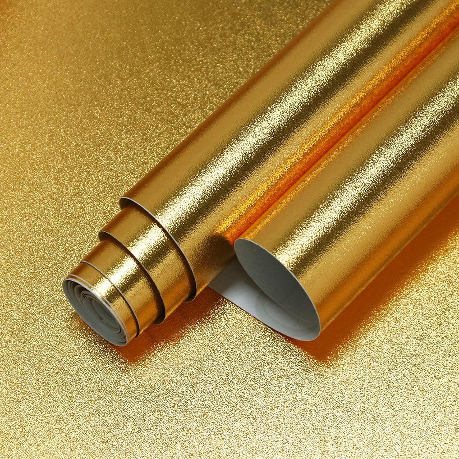 Feisoon 15.7"x197" Gold Contact Paper Metallic Gold Wallpaper Stick and Peel Contact Paper Self Adhesive Wallpaper Kitchen Oil/Water Proof Backsplash Wallpaper for Countertop Cabinet Shelf Decor