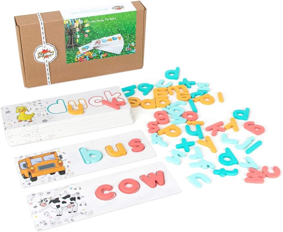YO!Wow See Spelling Learning Toy, Matching Letter Game Sight Words Flash Cards Educational Toy for Kids Preschool Boys Girls 3 4 5 Years Old