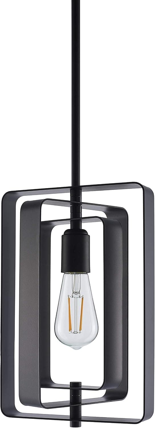 Linea di Liara Sabaria Large Matte Black Pendant Light Fixtures Kitchen Island Lighting Ceiling Hanging Industrial Modern Farmhouse Pendant Light Fixture, Bulb Included, UL Listed