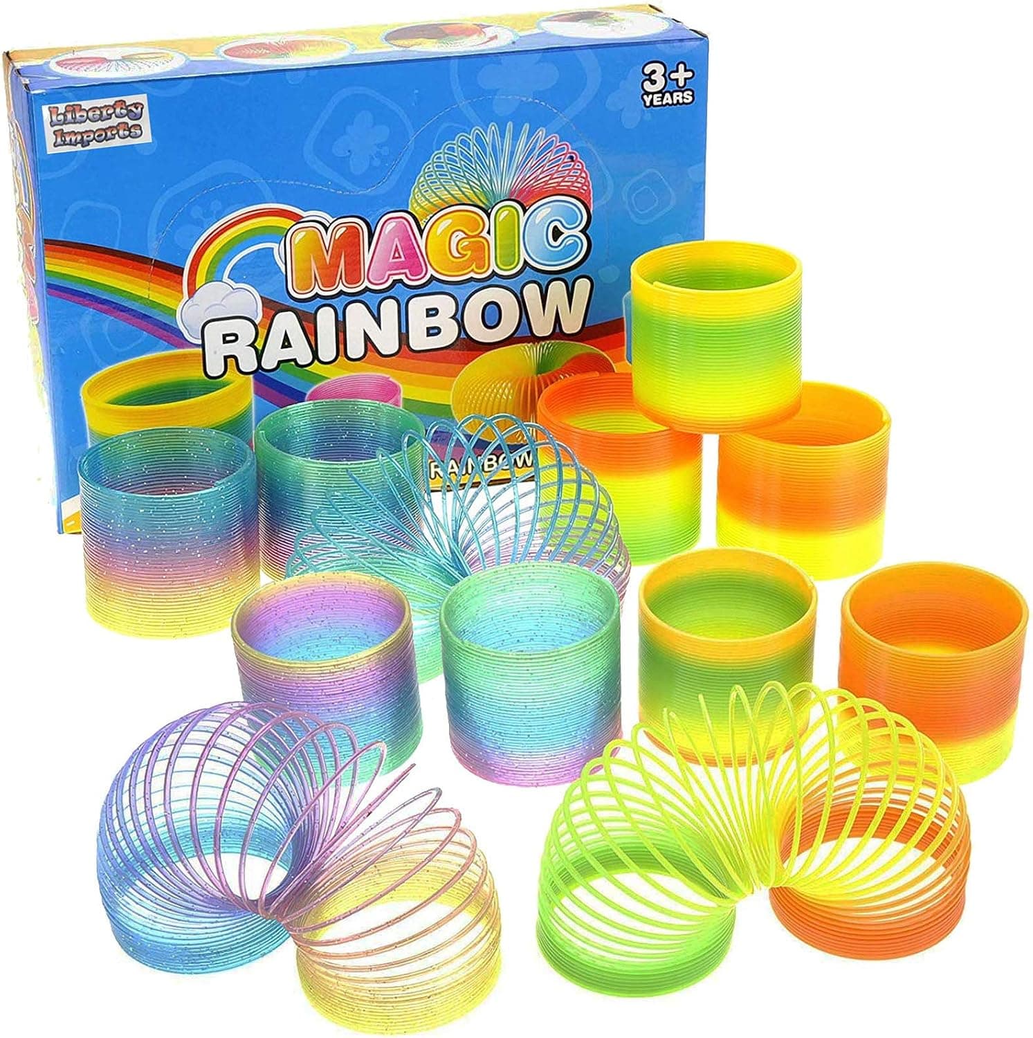 12 Pack Magic Rainbow Springs | Classic Novelty Colorful Rainbow Toy Assorted Bulk | Birthday Party Favors, Bag Fillers, Gift | Birthday Party Favors, Bag Fillers, Gift for Kids (1 Dozen) (2 Inches)