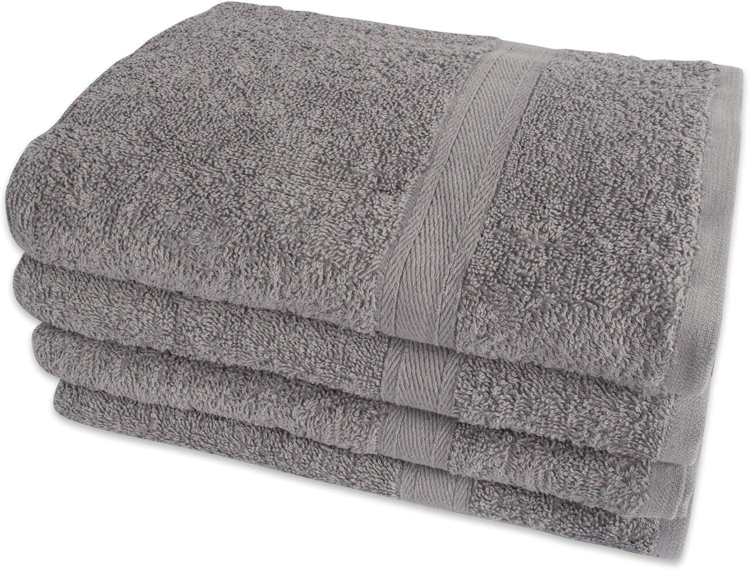 E-Living Store J&M Home Fashions, Cotton Towels, Lightweight, Absorbent, Towels, Use in Gym, Home, Hotel, Spa, 4-Piece,Gray
