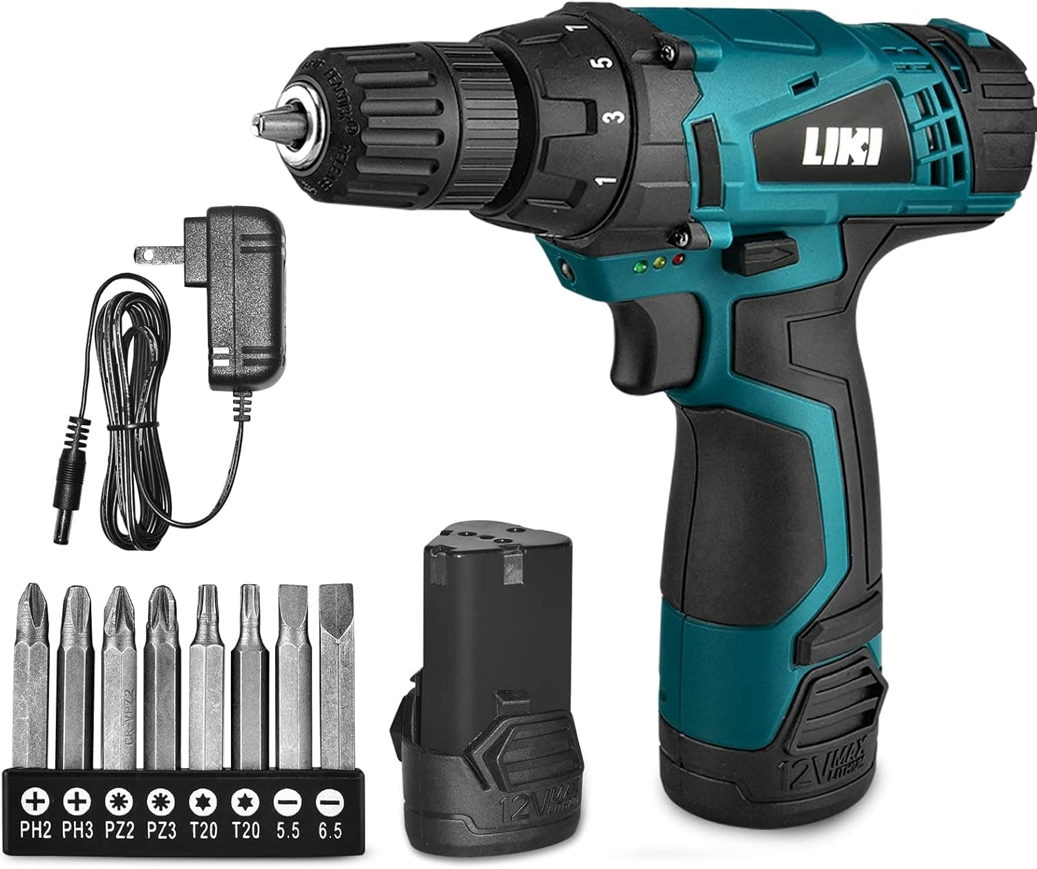 Electric Drilling Machine, Cordless Drilling Machine，12V Drill Driver with w/Li-ion Battery/Charger，For Torpedo Level, Wire Pliers for Wood, Furniture Installation
