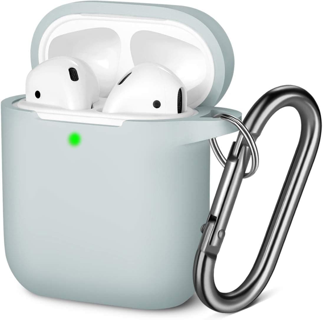 GEAK Silicone AirPods Case Cover, (Front LED Visible), Shockproof Protective Case Cover Compatible for Apple AirPods 1 & 2 Wireless Charging Case, Aqua
